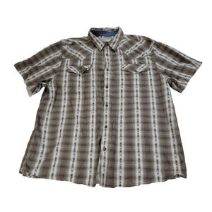 Cody James Shirt Mens Size XXL Brown Long Sleeve Pearl Snap Brown Plaid Western